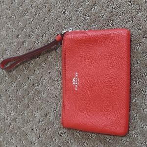 Coach Bright Leather red Wristlet